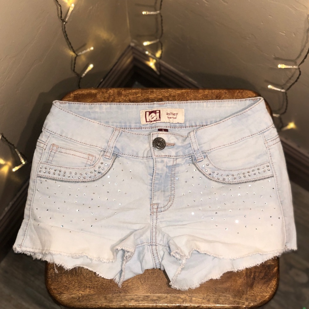 jeweled denim shorts